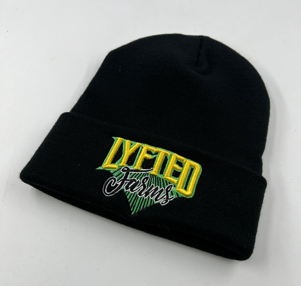 Lyfted Farms black beanie hat classic logo